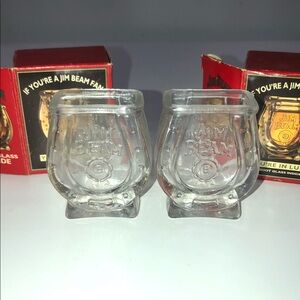 Vintage Jim Beam Horseshoe Shot Glasses - Set of 2